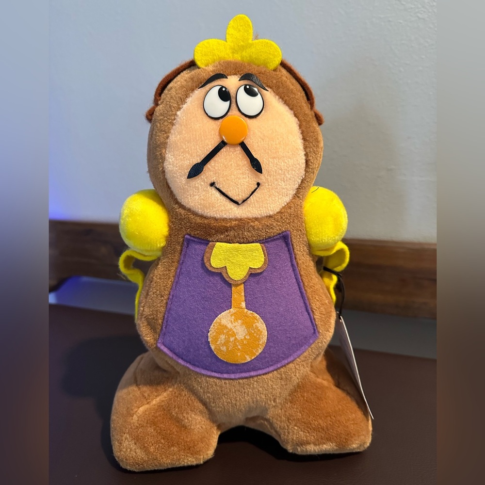 Vtg 90s Tokyo Disneyland Beauty & The Beast Cogsworth 11 Inch Plush